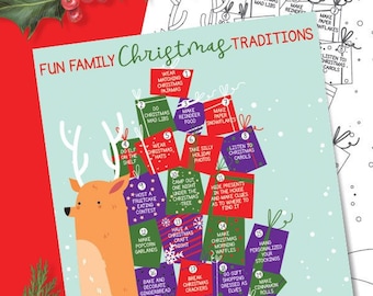 Divertidas tradiciones navideñas familiares, tradiciones navideñas, descarga digital, descarga instantánea, descarga imprimible, diversión navideña, Navidad