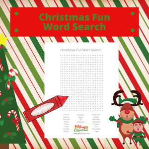 Christmas Fun Word Search, Christmas printable, instant download, holiday printable, christmas game, xmas game, holiday printables, kids