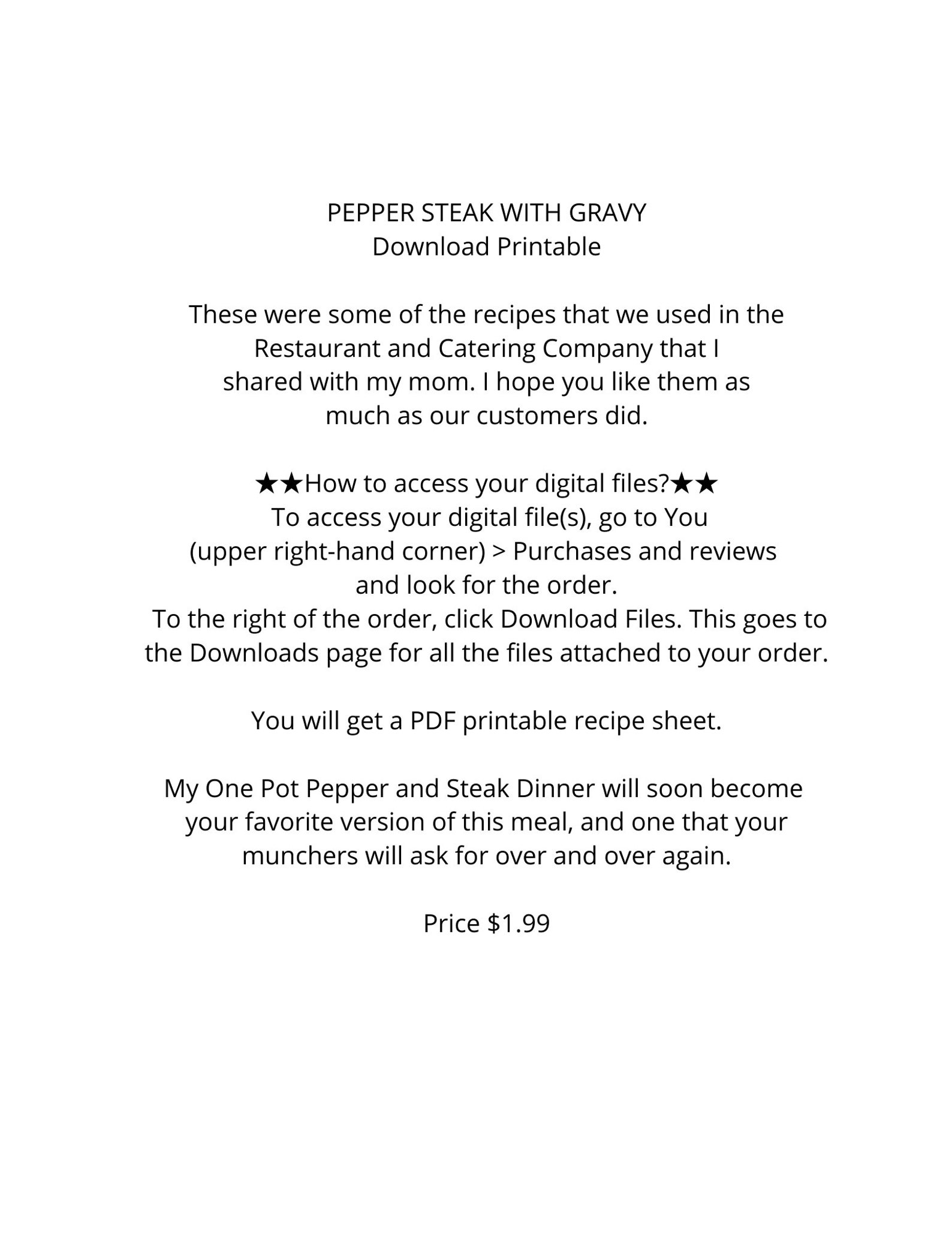Pepper Steak With Gravy - Etsy