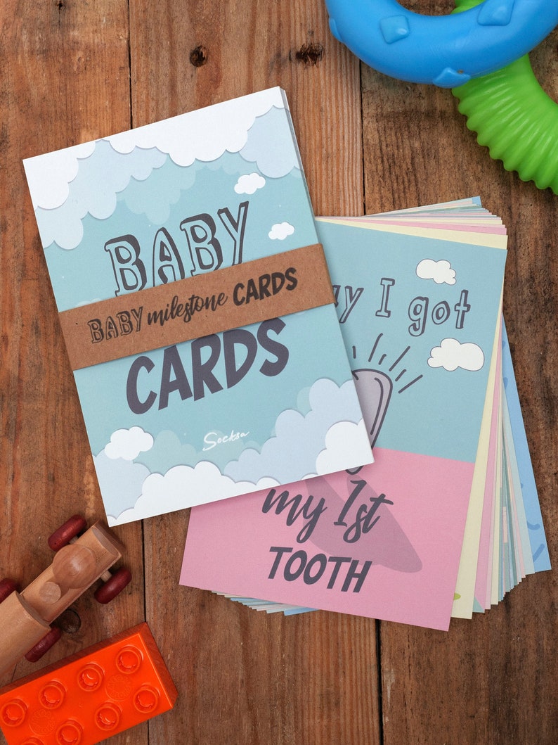 Baby milestone cards Unisex 12 months and funny moments Newborn new baby gift Set of 24 A6 cards baby shower gift