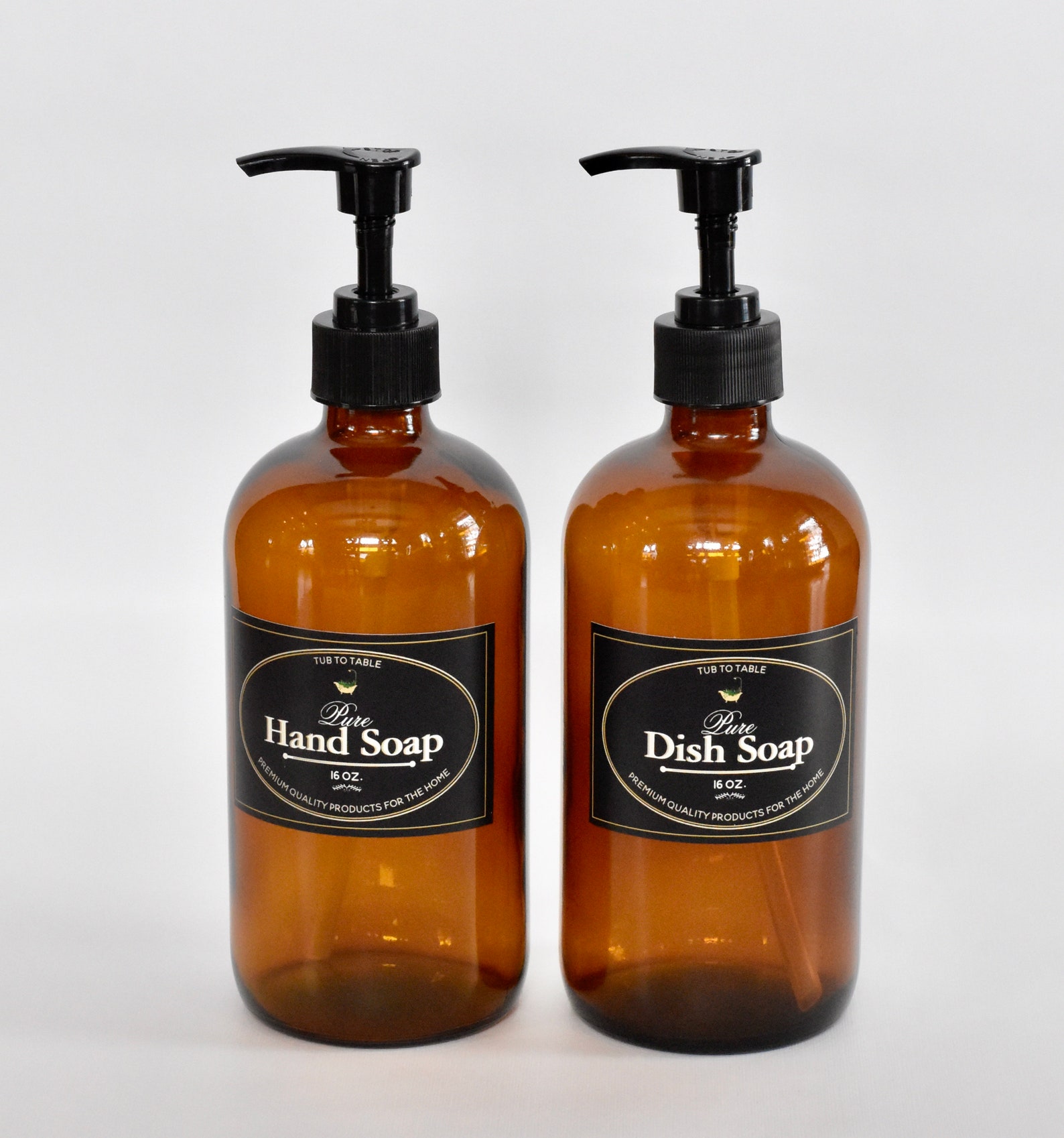 16 oz. Amber Glass Hand or Dish Soap Dispenser Cream Dish Etsy