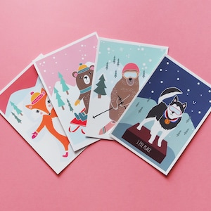 Lot de 4 Cartes Postales pour Enfants Thème La Montagne image 1