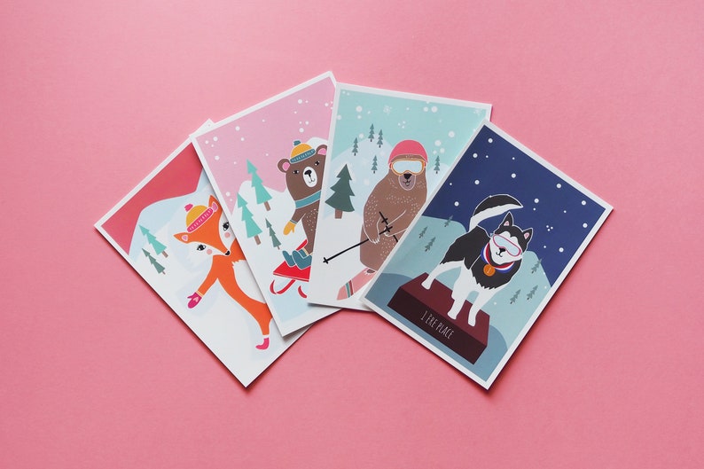 Lot de 4 Cartes Postales pour Enfants Thème La Montagne image 1