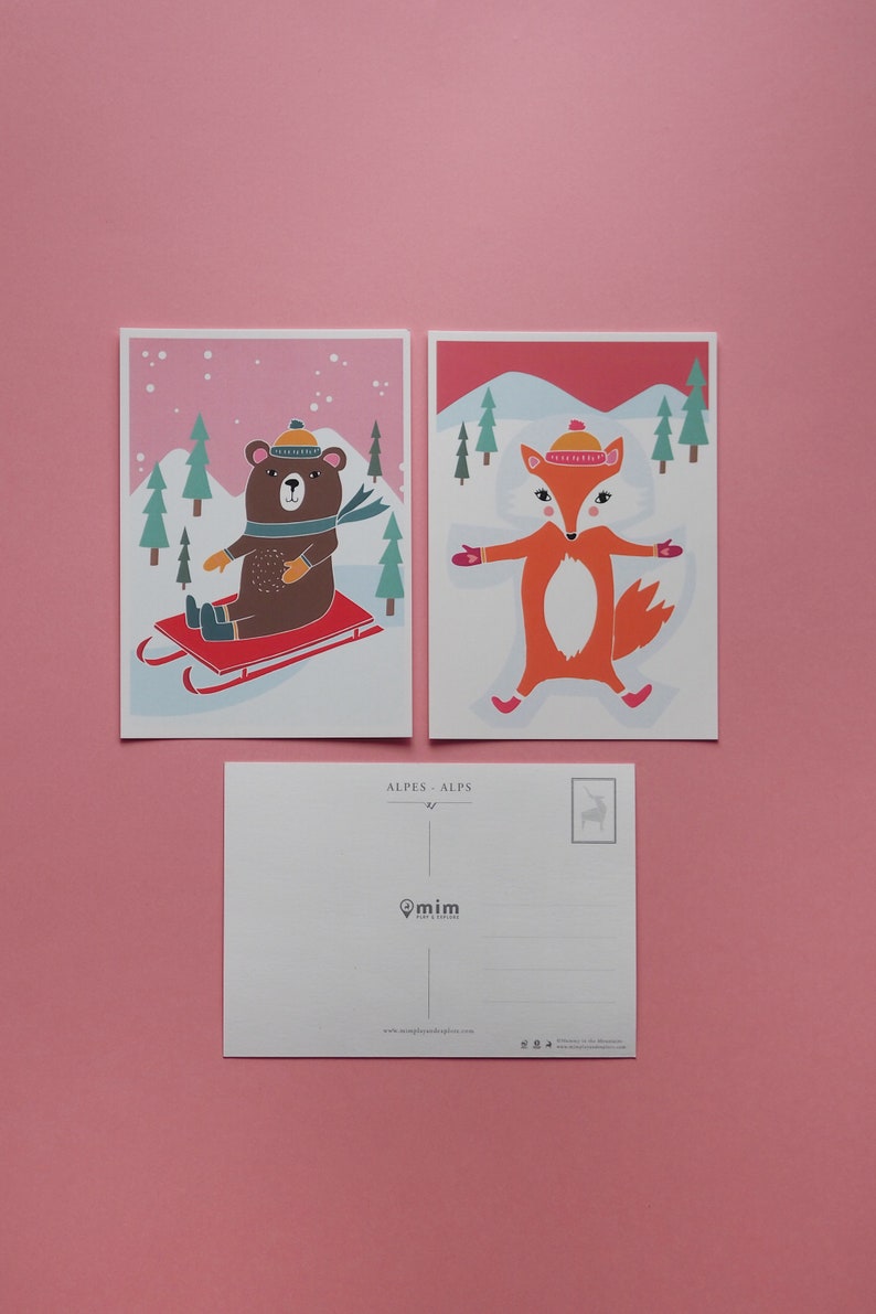 Lot de 4 Cartes Postales pour Enfants Thème La Montagne image 3