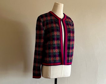 Vintage 90s Houndstooth Check Cardigan Sweater - Size Medium/Large