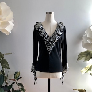 Vintage Y2K Dramatic Sleeve Zebra Top - Size Large
