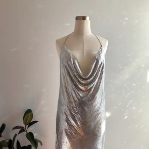Vintage Y2K Chainmail Silver Metal Mesh Slip Dress Etsy