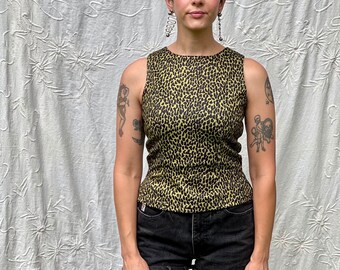 Vintage 90s Leopard Print Top - Size Small