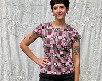 Vintage 90s Checkerboard Baby Tee - Size Small/Medium