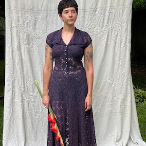 Vintage 40s Lace Dress - Size Small