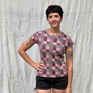 Vintage 90s Checkerboard Baby Tee - Size Small/Medium