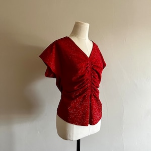 Vintage 70s-80s Handmade Red Lurex Club Top - Size Medium