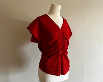 Vintage 70s-80s Handmade Red Lurex Club Top - Size Medium