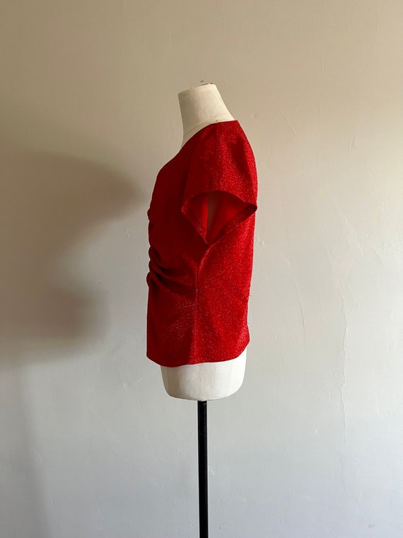 Vintage 70s-80s Handmade Red Lurex Club Top - Siz… - image 4