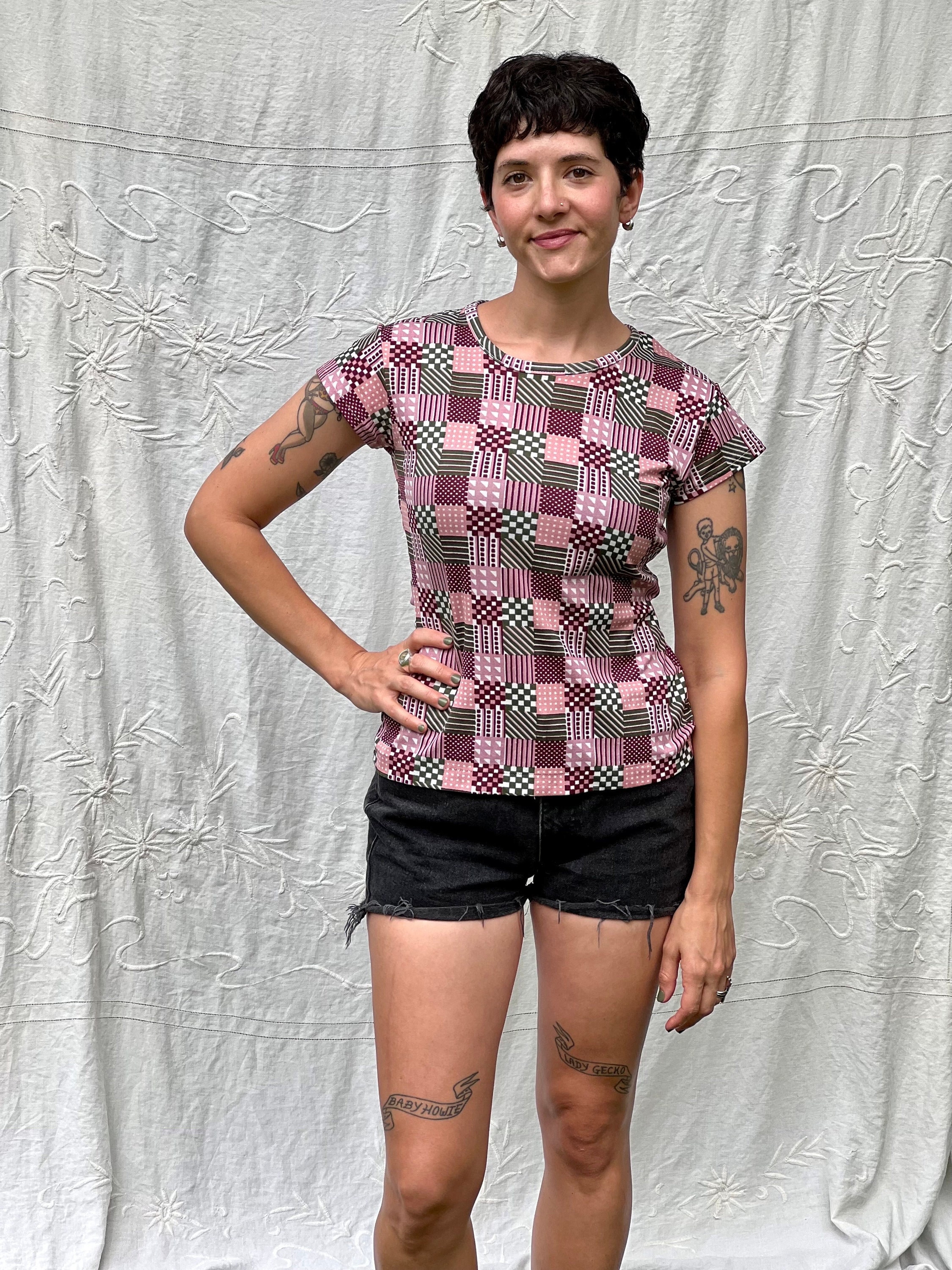 Vintage 90s Checkerboard Baby Tee - Size Small/medium - Etsy