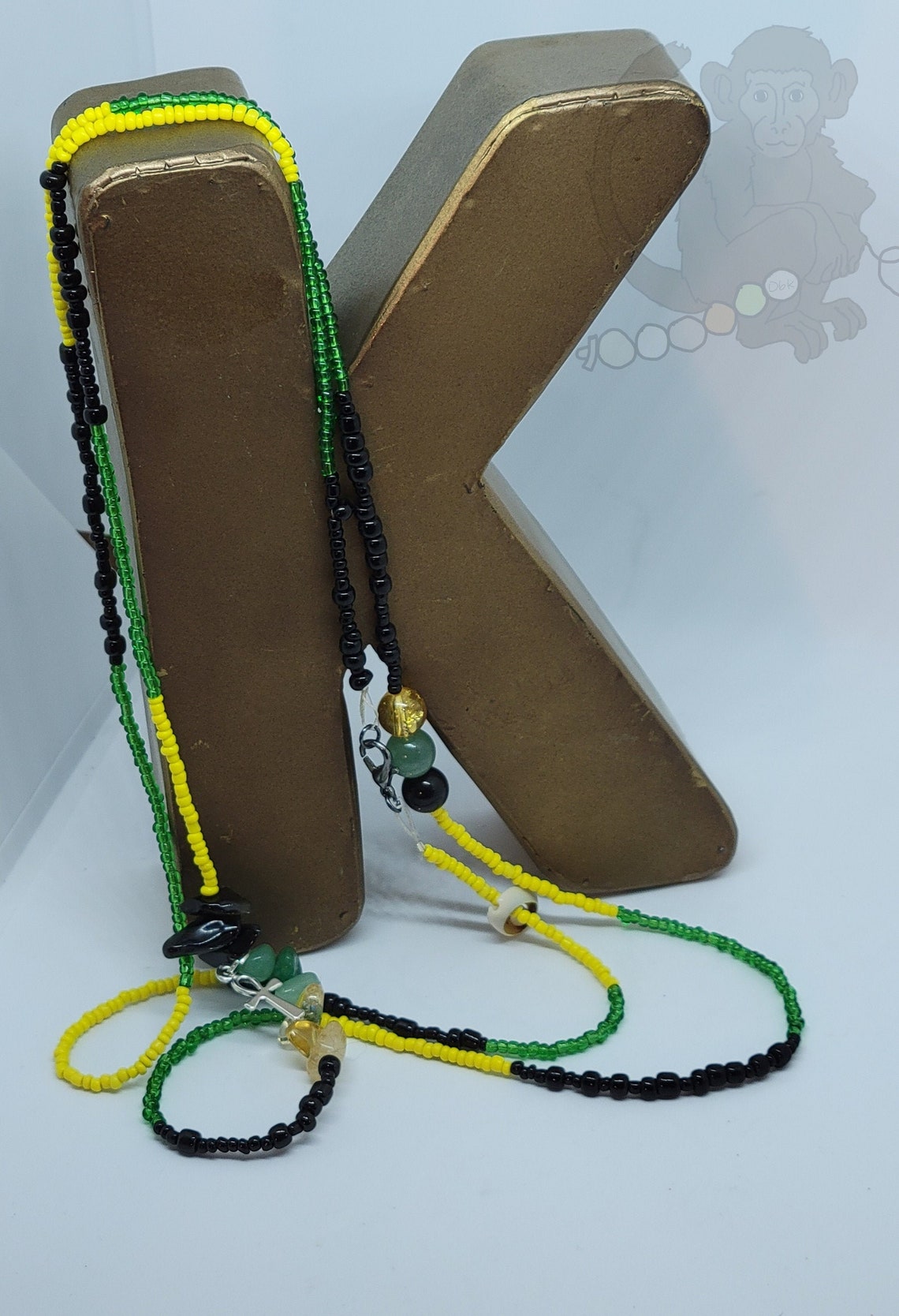 Jamaican inspired Waist beads with Black Onyx Green Etsy