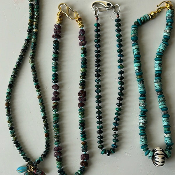 TRC sweet and stone ooak boho knotted earthy turquoise everyday earthy layering necklaces