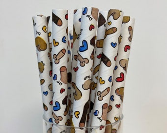 Novelty Willy Paper Drinking Straws - Hen Party Straws - Willy Straws - Funny Straws - Hen Party Decorations