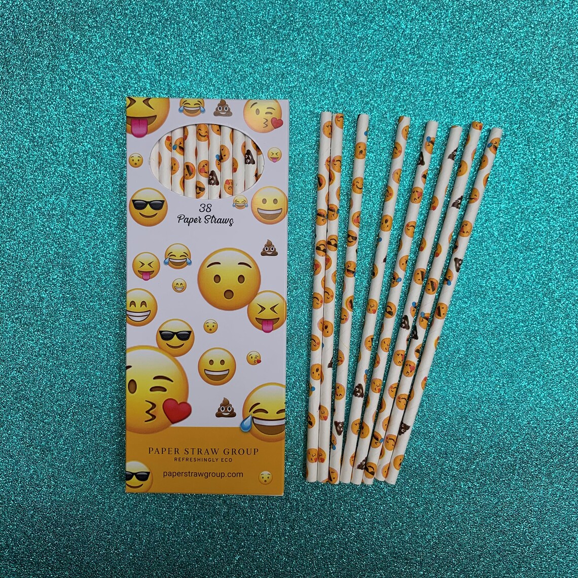 Emoji Paper Straws Box of 38 Drinking Straws 100 Etsy