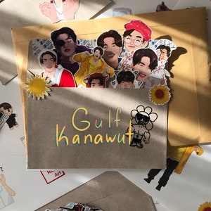Gulf Kanawut (13 adesivos) - Pacote de adesivos do Golfo - Pacote de adesivos do Golfo Kanawut - Adesivos MewGulf - Ator BL tailandês - Adesivos personalizados - Mês do Orgulho