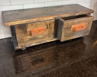Handcrafted Farmhouse Countertop Cabinet: Distressed Reclaimed Wood Organizer
