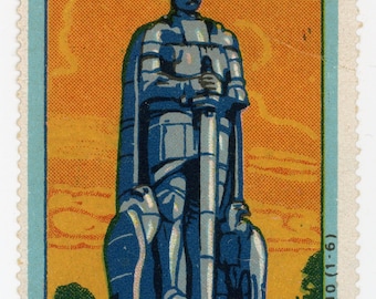 Sello de cartel vintage - Monumentos alemanes. Estatua de Bismark en Hamburgo.