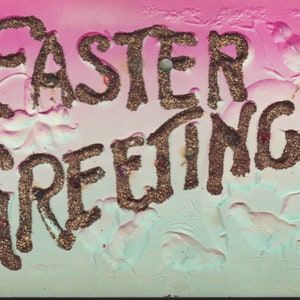 Antique Easter Postcard. Easter Greetings. Embossed. Chicks. Glitter. Airbrushed.