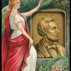 Vintage Patriotic Postcard - Abraham Lincoln Memorial.  Embossed.