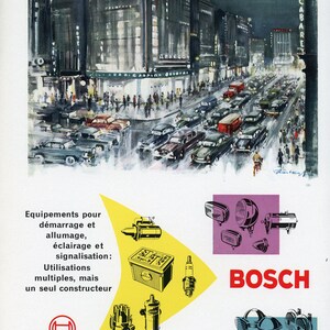 Vintage 1958 Bosch Automobile Components Advertisement. French.