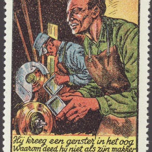 Poster Stamp. Veiligheidsmuseum, Antwerpen. Industrial Safety Museum, Antwerp, Belgium.