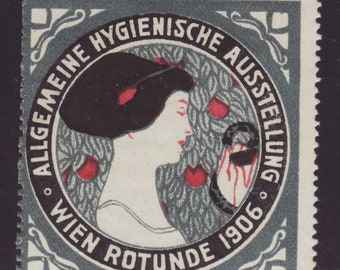 Sello de cartel - Wiener Hygieneausstellung 1906 (Exposición Higiénica General de Viena 1906). Art Nouveau.