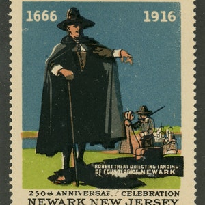 Antique Poster Stamp. Newark, New Jersey 250th Anniversary Celebration 1666-1916.