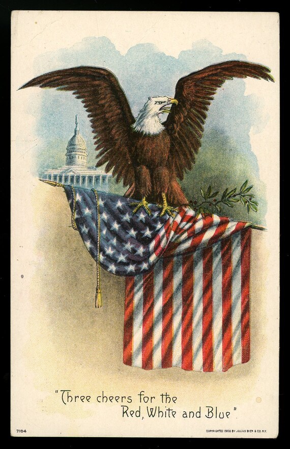 1908 USA patriotic postcard with Stars and Stripes 1908 USA patriotic postcard with Stars and Stripes
