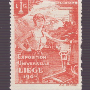 Poster Stamp - Liege Universal Exposition, 1905. Belgium. Coal Mining.