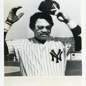 Reggie Jackson Type III b/w Press Photo, 1978. 8&quot; x 10&quot;. First Day in New York Yankees Training Camp.