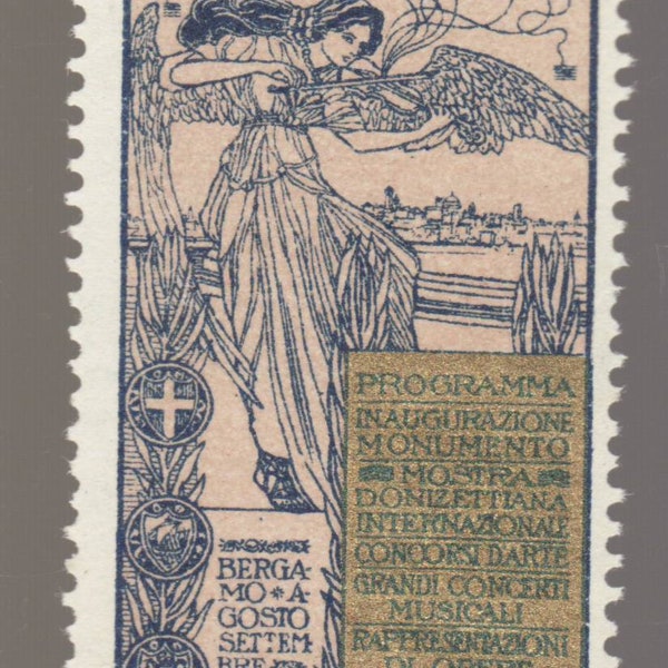 Poster Stamp - Gaetano Donizetti Honorary Centennial Festival. Bergamo, Italy 1897.