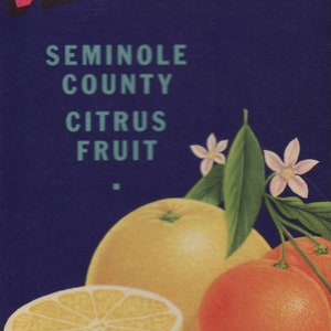 Vintage Unused Fruit Crate Label - Ben Franklin Brand Citrus Fruit - Oviedo, Florida