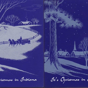 2 Vintage Indiana Themed Christmas Cards