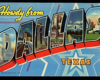 Vintage Large Letter Postcard - Howdy from Dallas, Texas.