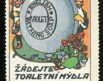 Cartel Sello - Frant. Holoubek Violet English Toilet Soap. Checo. Gnomos.