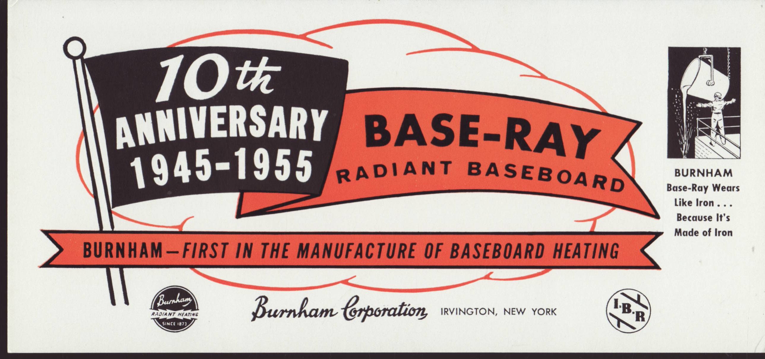 Vintage Ink Base-ray Radiant Baseboards, Burnham