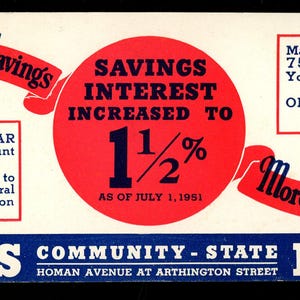 Carta assorbente per inchiostro d'epoca - Sears Community State Bank 9Chicago, Illinois)