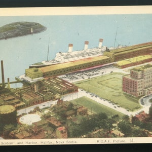 Carte postale antique du paquebot canadien, « The Nova Scotian » et du port d’Halifax, en Nouvelle-Écosse. Inutilisé.