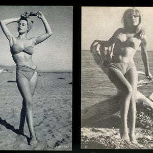 2 Vintage Arcade Cards - Women in Bikinis.
