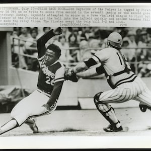 Don Reynolds and Ed Ott Type III b/w Press Photo, 1978. 8: x 10&quot;. San Diego Padres. Pittsburgh Pirates.