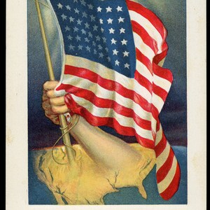 Carte postale patriotique antique. Notre drapeau de la liberté. Étoiles et rayures. Inutilisé.