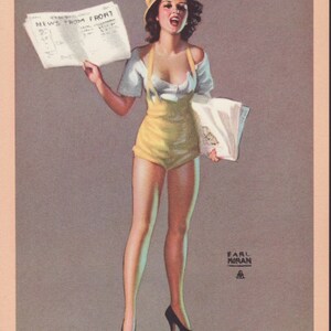 Original 1940s Earl Moran Pin-Up Girl Print. "Special Extra".