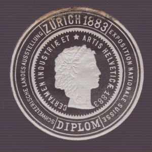 Embossed Poster Stamp - Exhibition of Arts and Industry - Zurich, Switzerland, 1883