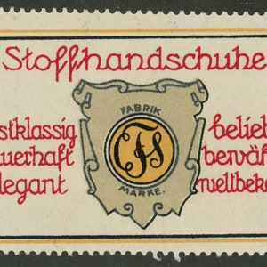 Antique Poster Stamp. FCS Cloth Gloves. Germany.
