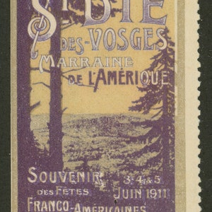 Antique Poster Stamp. St. Die des Vosges Souvenir, 1911. France.